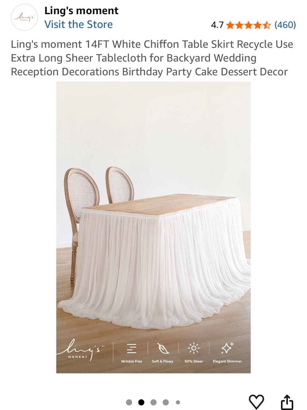 White Chiffon Table Skirt - Elegant Sheer Tablecloth